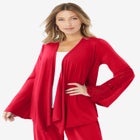 Plus-Size Tiered Short-Sleeve Georgette Tunic & Pants Set image number null