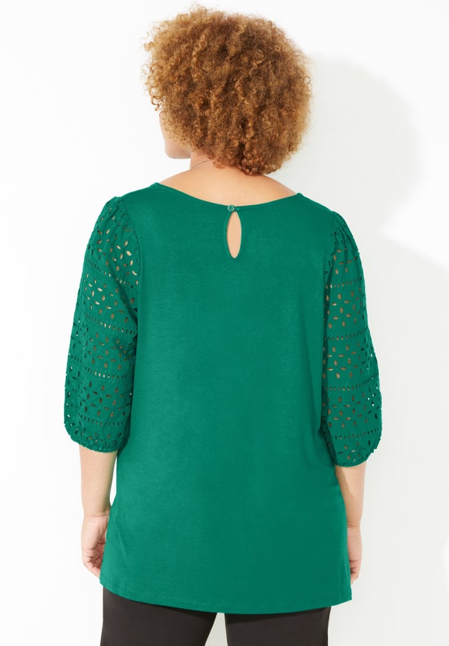 Liz&Me&reg; Eyelet Peasant Top image number 1