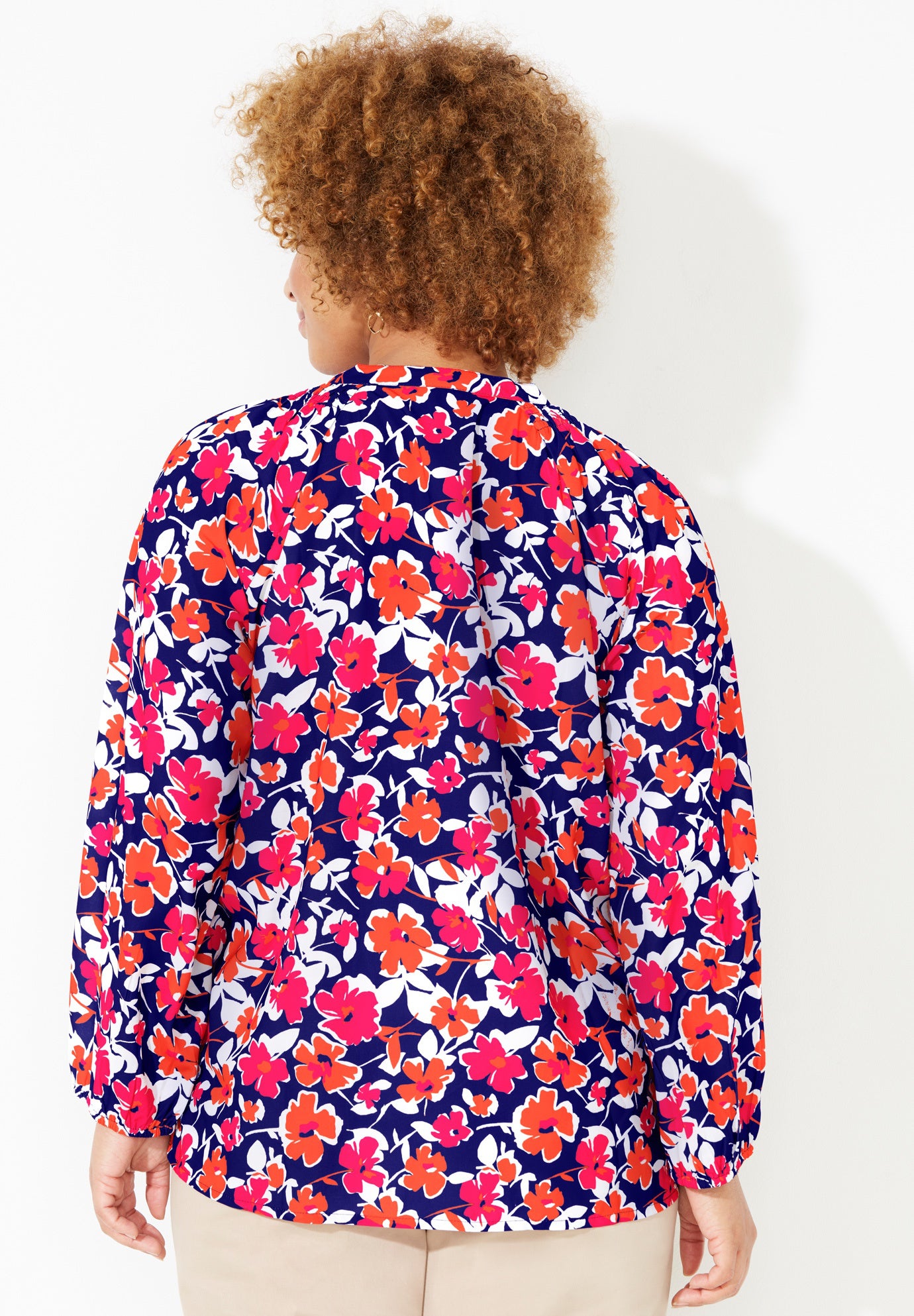 Liz&Me&reg; Henley Peasant Georgette Blouse image number 1