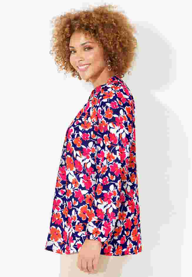 Liz&Me® Henley Peasant Georgette Blouse image number 2