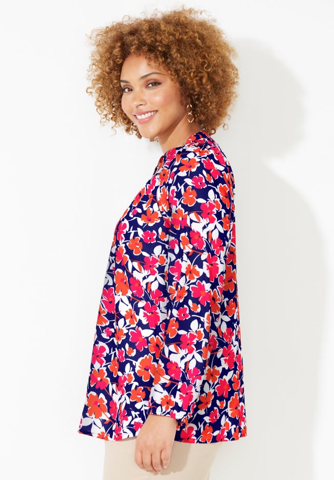 Liz&Me&reg; Henley Peasant Georgette Blouse image number 2