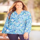 Liz&Me&reg; Henley Peasant Georgette Blouse image number null