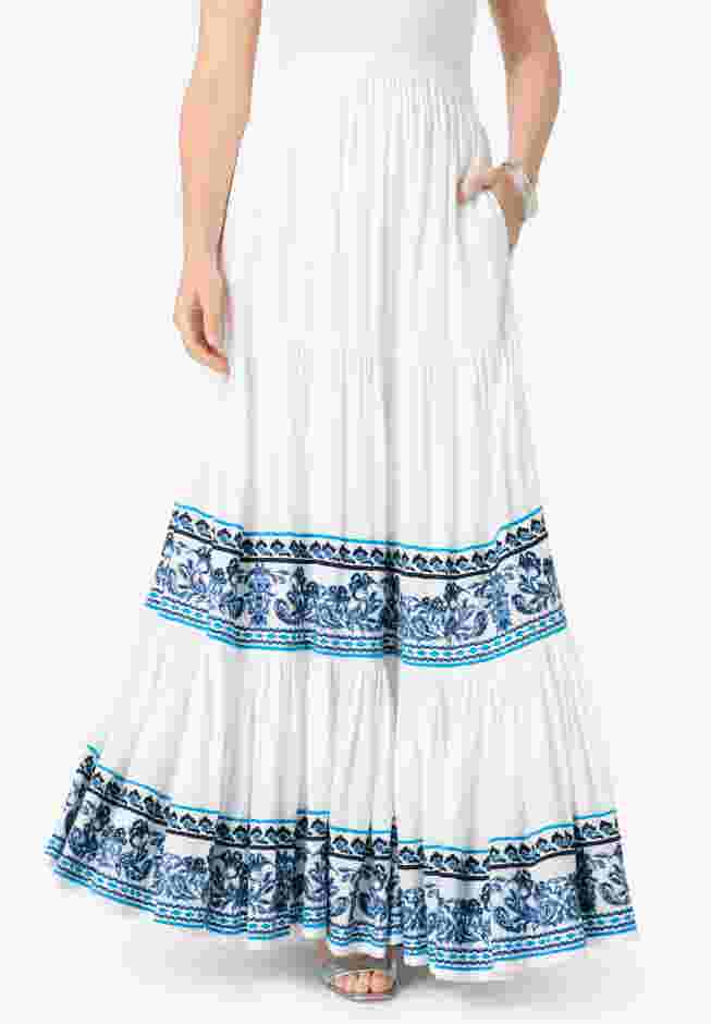 Plus Size Tiered Maxi Skirt image number 0
