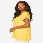 Ruched Cap-Sleeve Ultra Femme Top. image number null