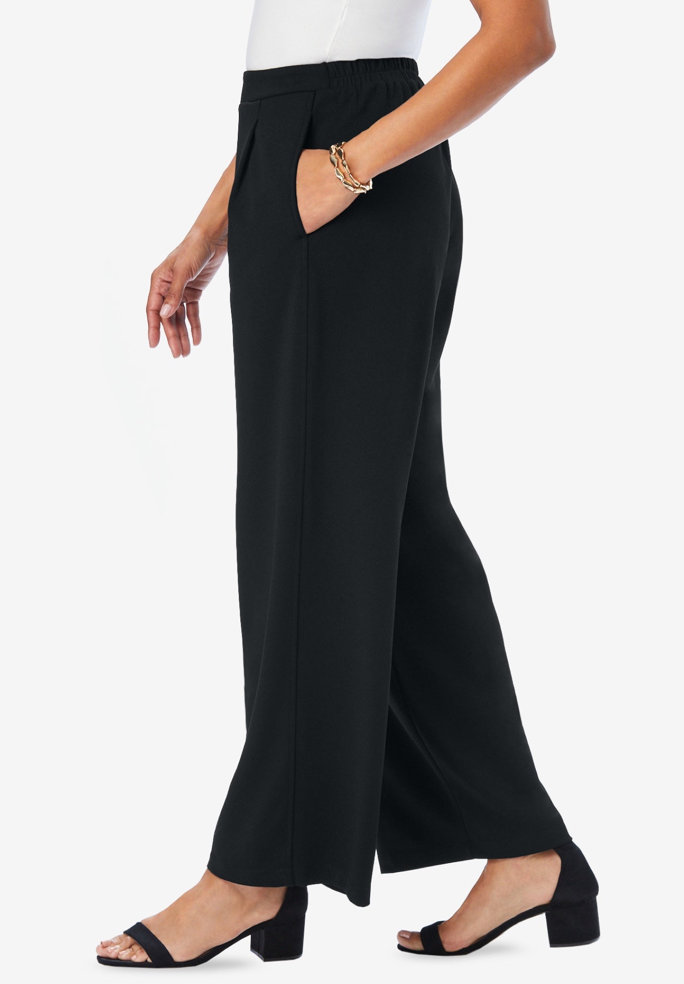 Stretch Knit Crepe Wide Leg Pant image number 1