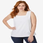 Stretch Cotton Square Neck Tank image number null