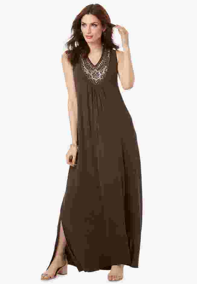 Embellished Neckline Maxi Dress image number 0