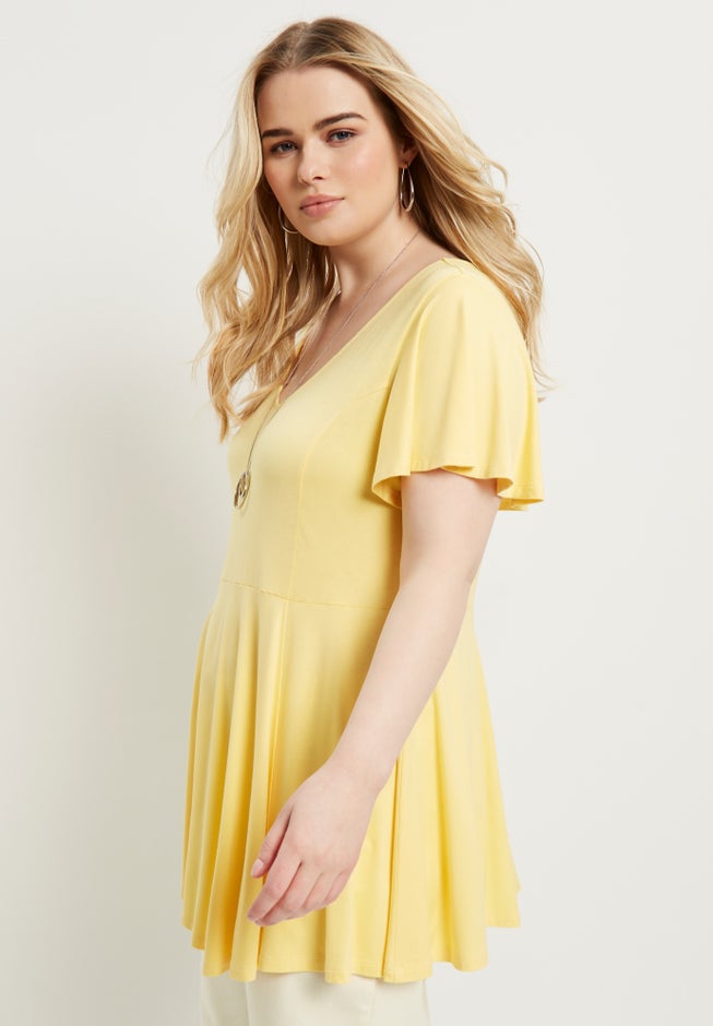 Flutter-Sleeve Peplum Tee image number null