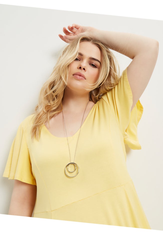 Flutter-Sleeve Peplum Tee image number null