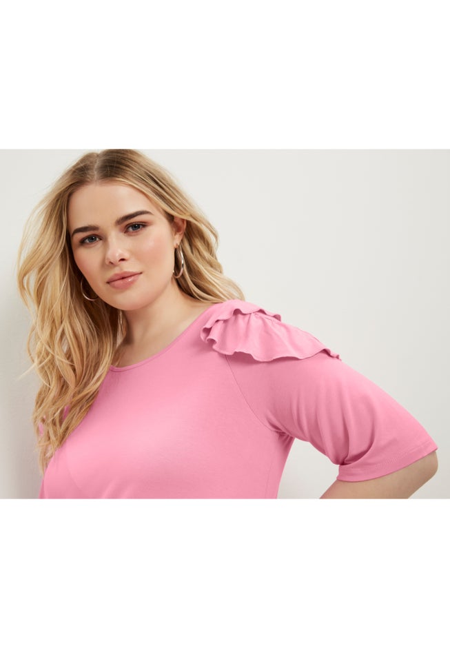 Cold-Shoulder Ruffle Tee image number 3