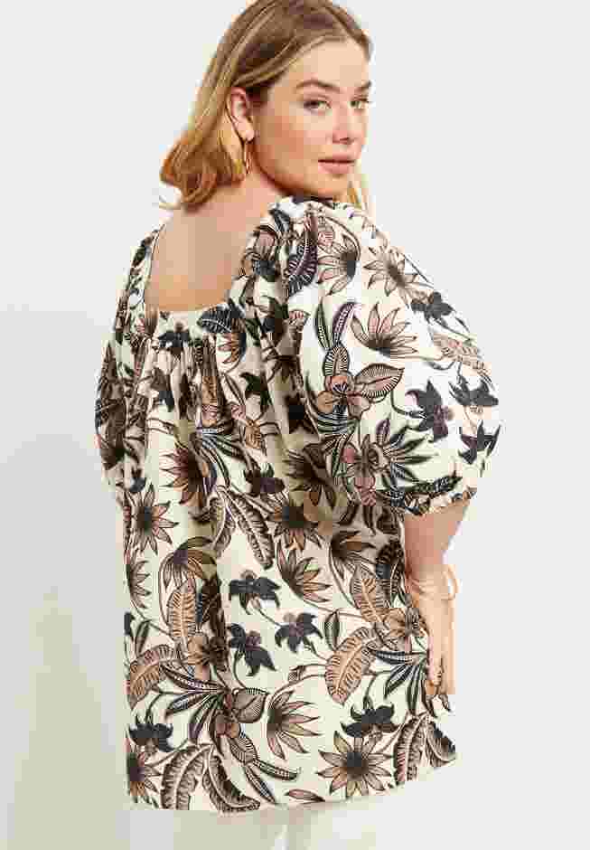 Puff Sleeve Lino Soleil Top image number 1