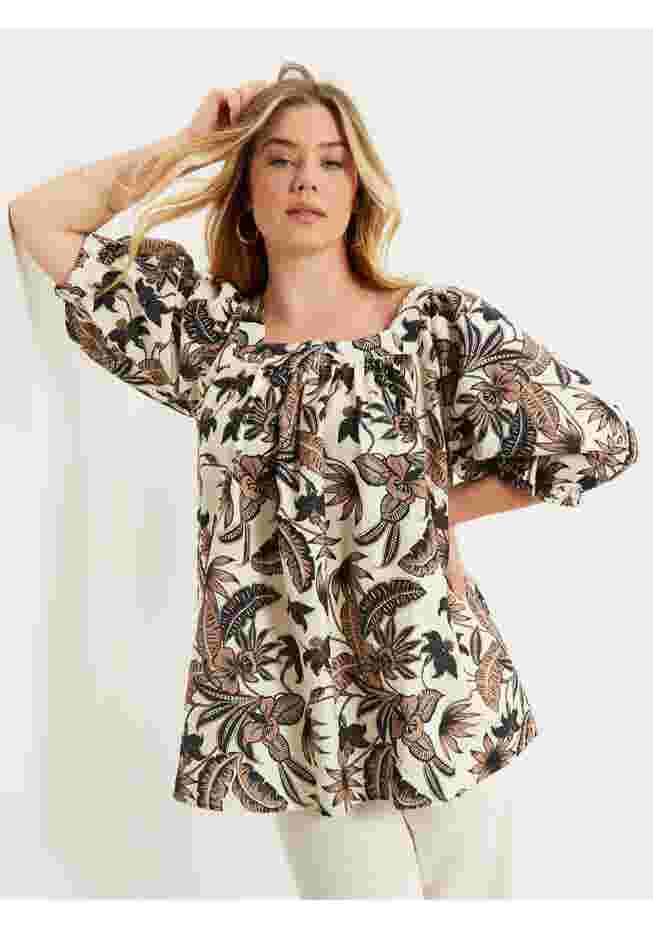 Puff Sleeve Lino Soleil Top image number 3