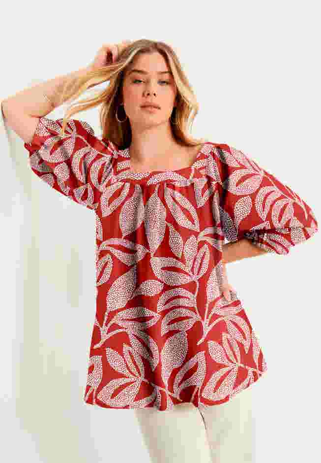 Puff Sleeve Lino Soleil Top image number 0