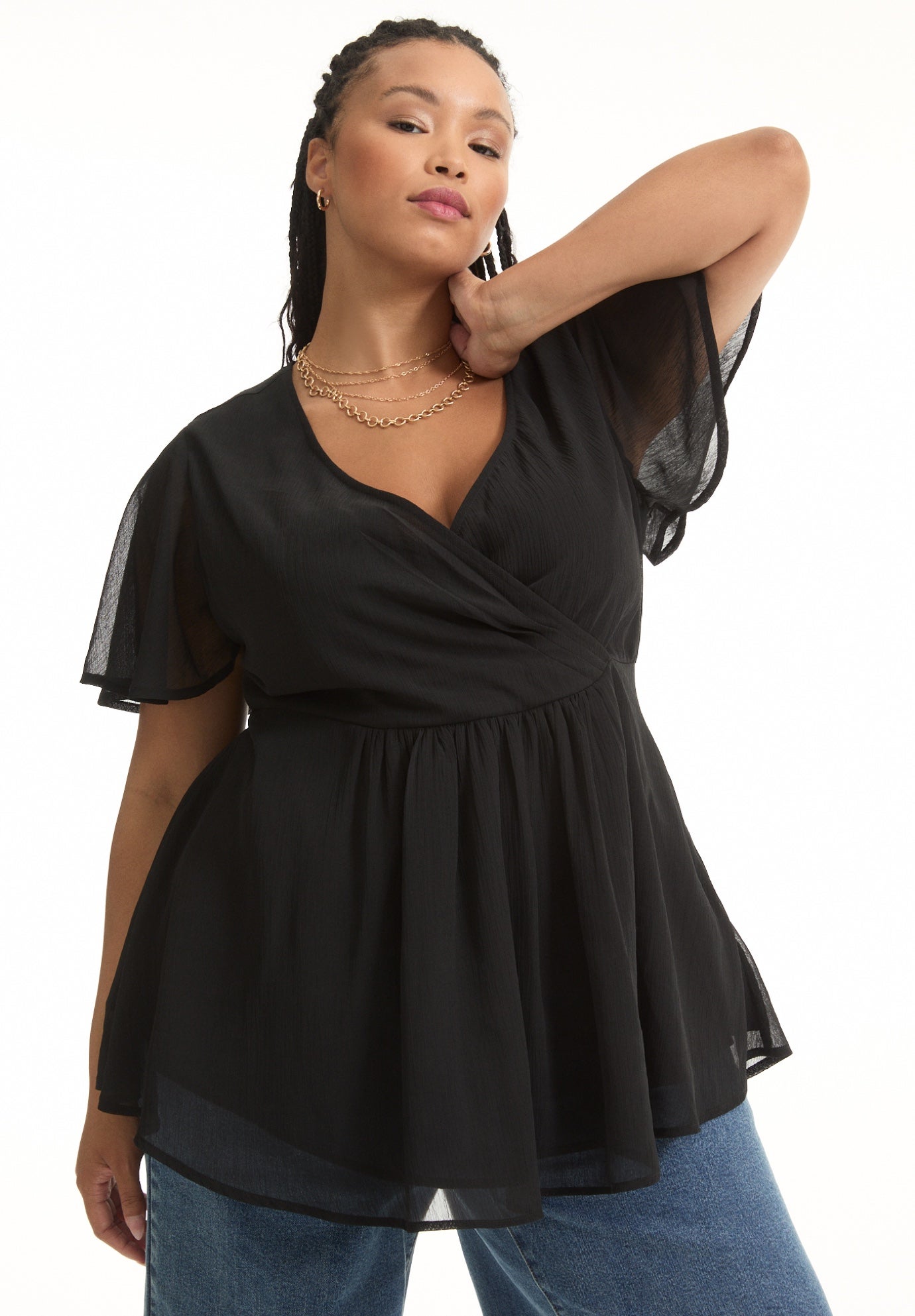 Faux Wrap Fit-and-Flare Top image number 2