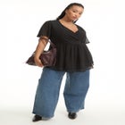 Faux Wrap Fit-and-Flare Top image number null