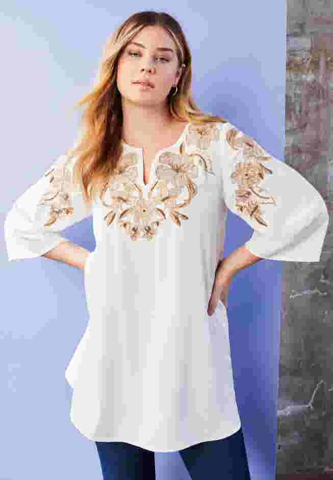 Floral-Embellished Georgette Top image number 0