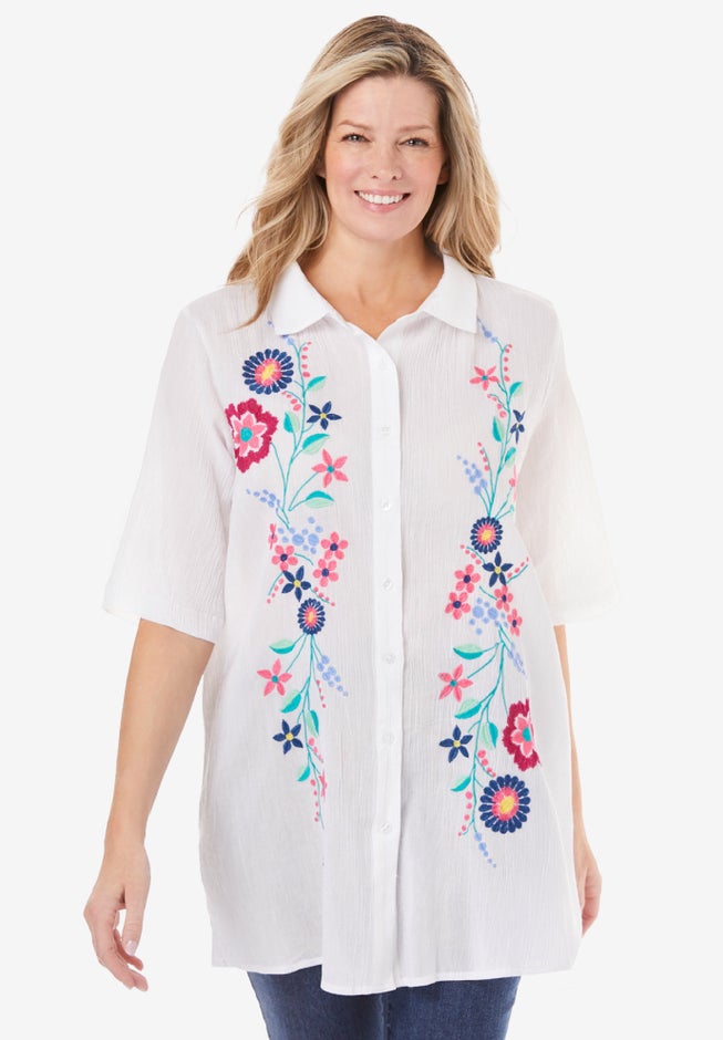 Embroidered Gauze Shirt image number 3