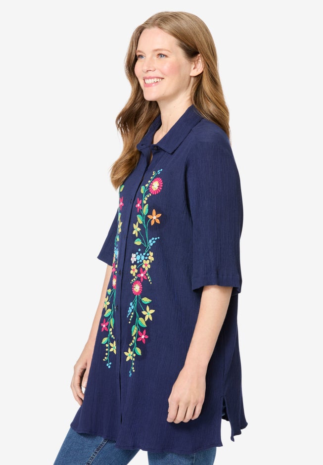 Embroidered Gauze Shirt image number 2