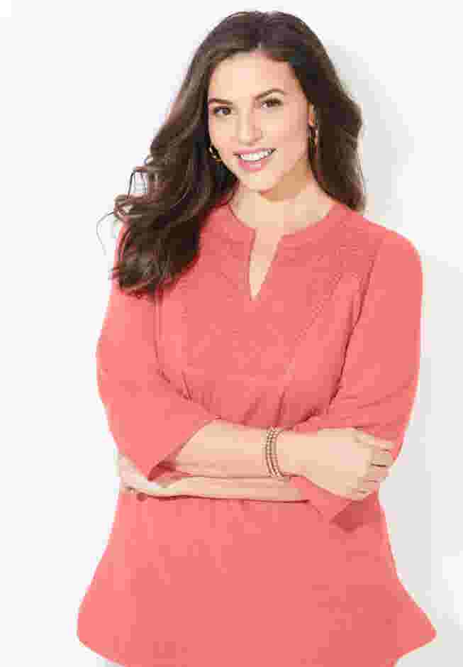 Liz&Me® Y-Neck Lace Blouse image number 3