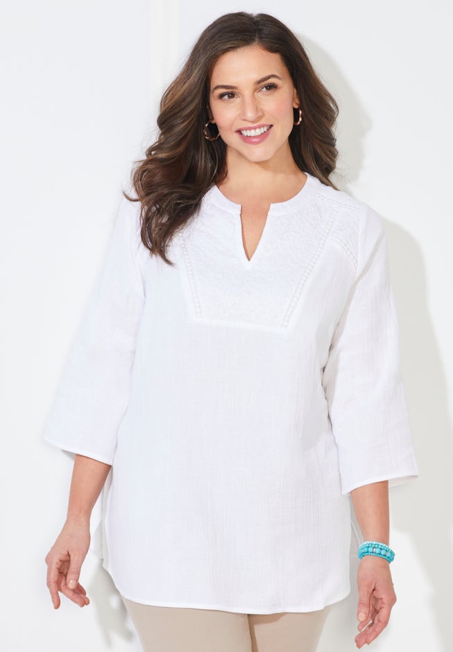 Liz&Me® Y-Neck Lace Blouse image number 0