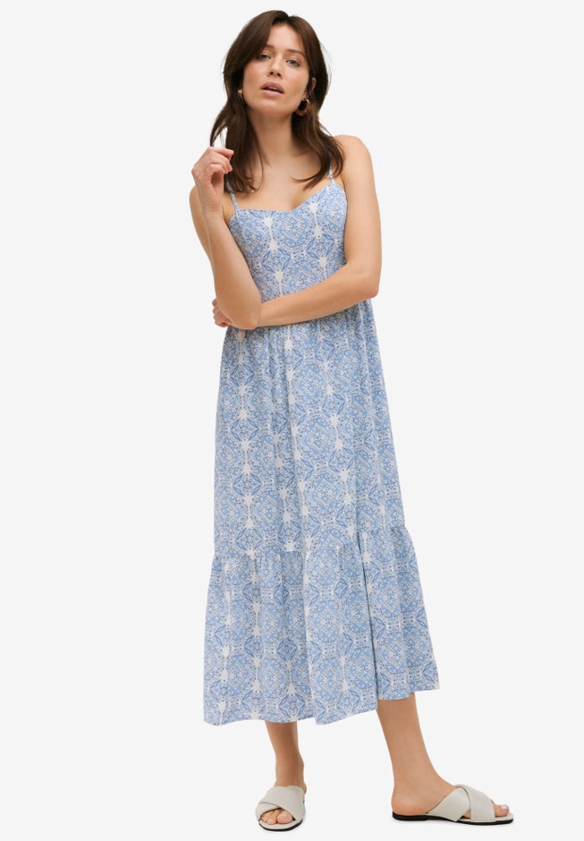 Spaghetti Strap Tiered Midi Dress image number 0