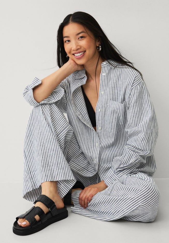 Oversized Linen-Blend Boyfriend Shirt image number 3