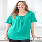 Jeweled Neck Pintuck Top image number null