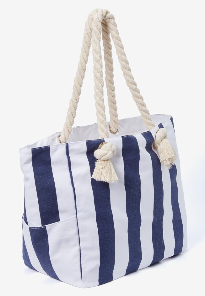 Striped Canvas Tote. image number 1