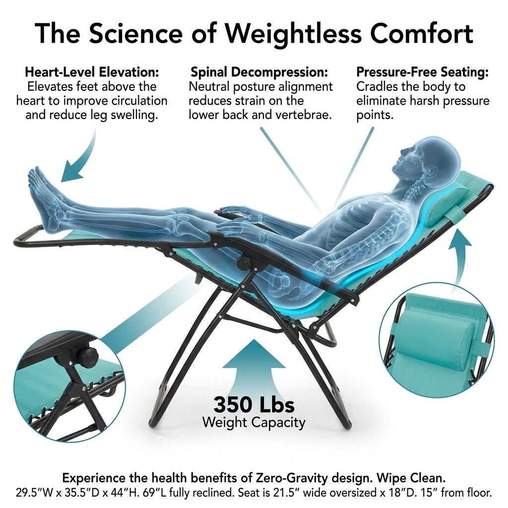 350 lbs. Weight Capacity Zero Gravity chair with Canopy image number 3