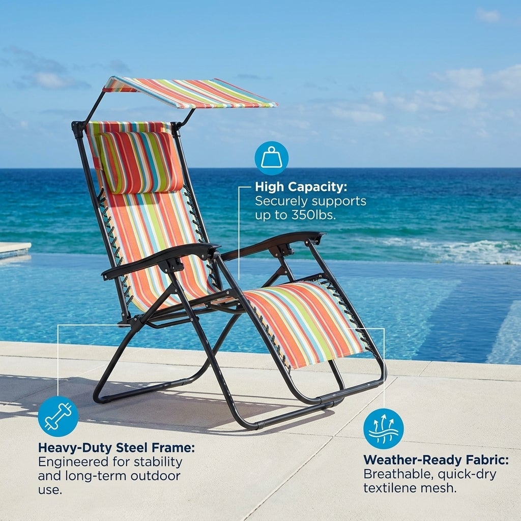 350 lbs. Weight Capacity Zero Gravity chair with Canopy image number 6