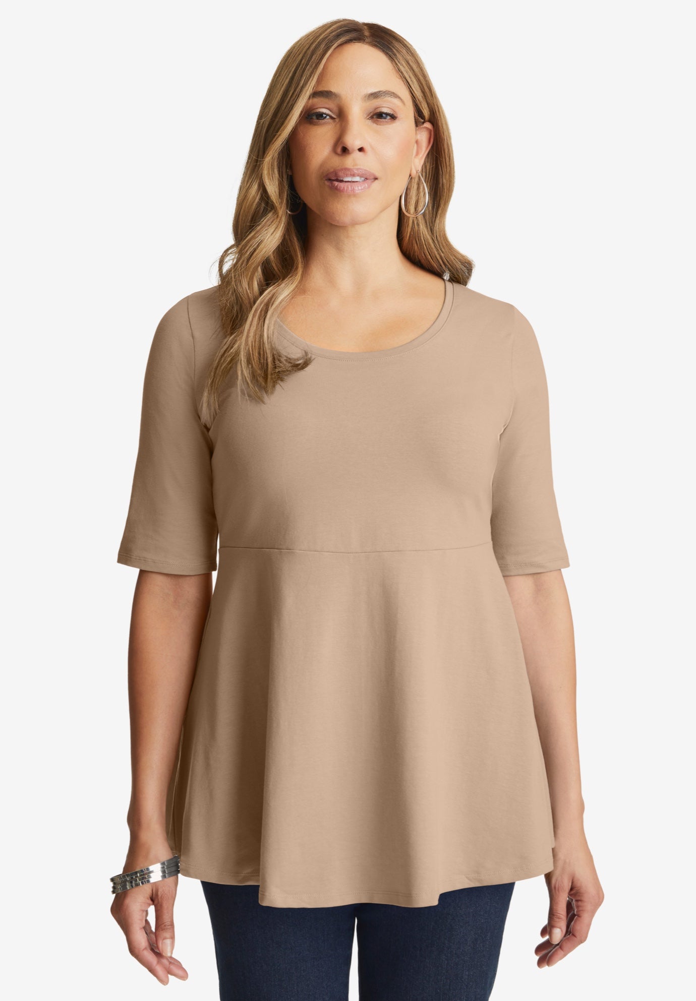 Stretch Cotton Peplum Tunic image number 1