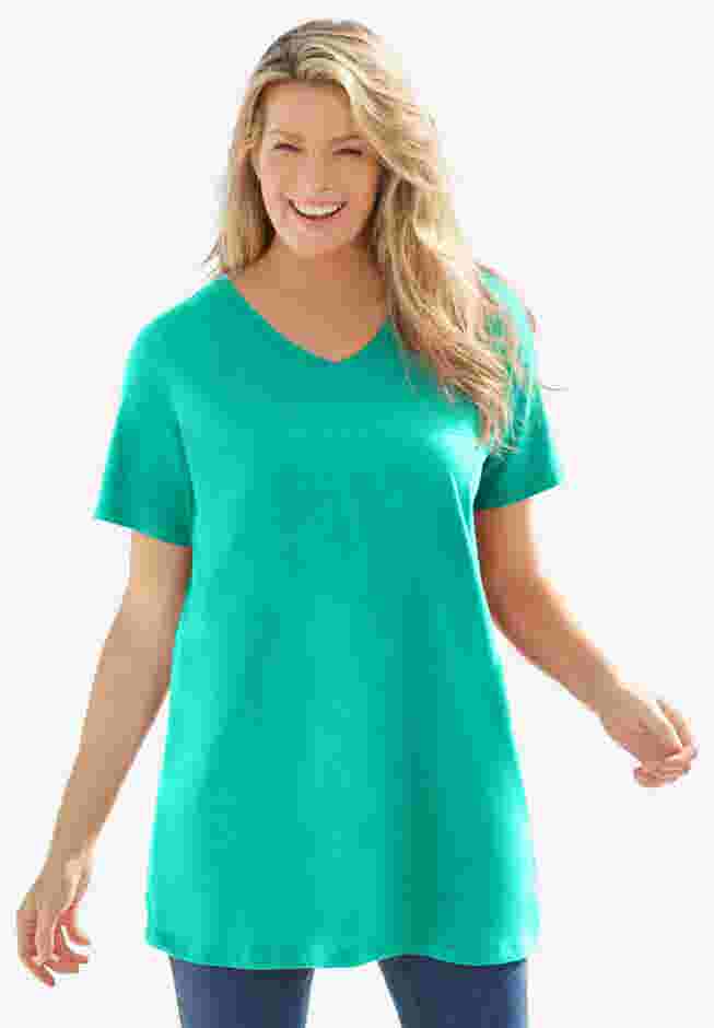 Perfect Short-Sleeve V-Neck Tunic image number 0