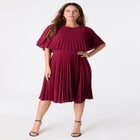 Crepe Pleated Cape Dress image number null