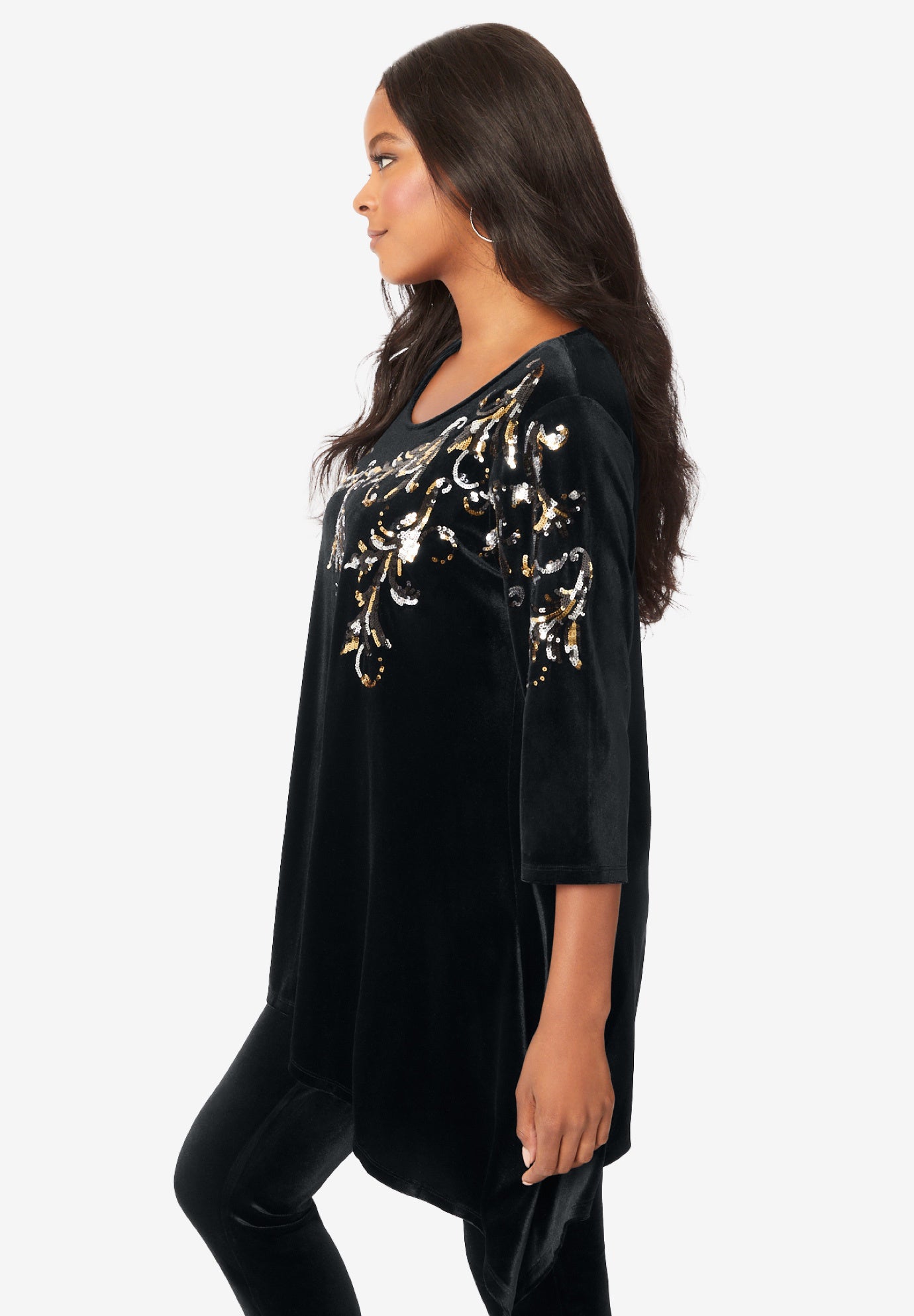 Velour Hanky Hem Tunic image number 3