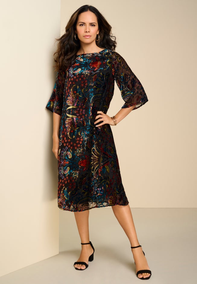 Velvet Burnout Swing Dress image number 2