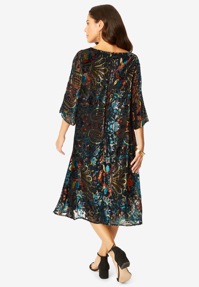 Velvet Burnout Swing Dress image number 1