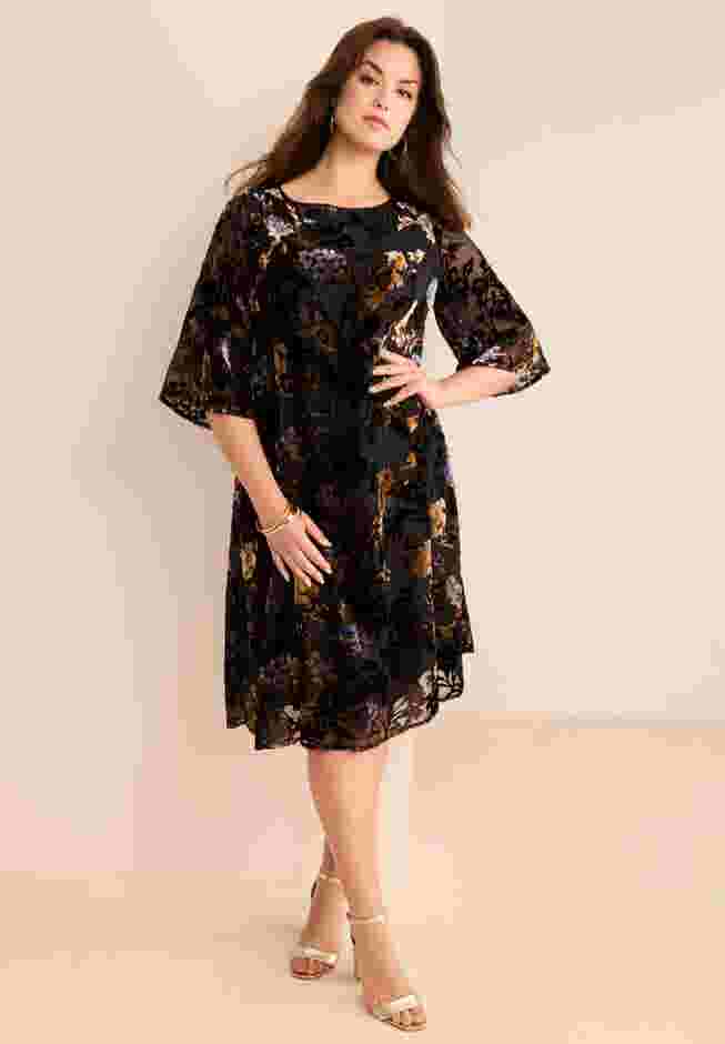 Velvet Burnout Swing Dress image number 0