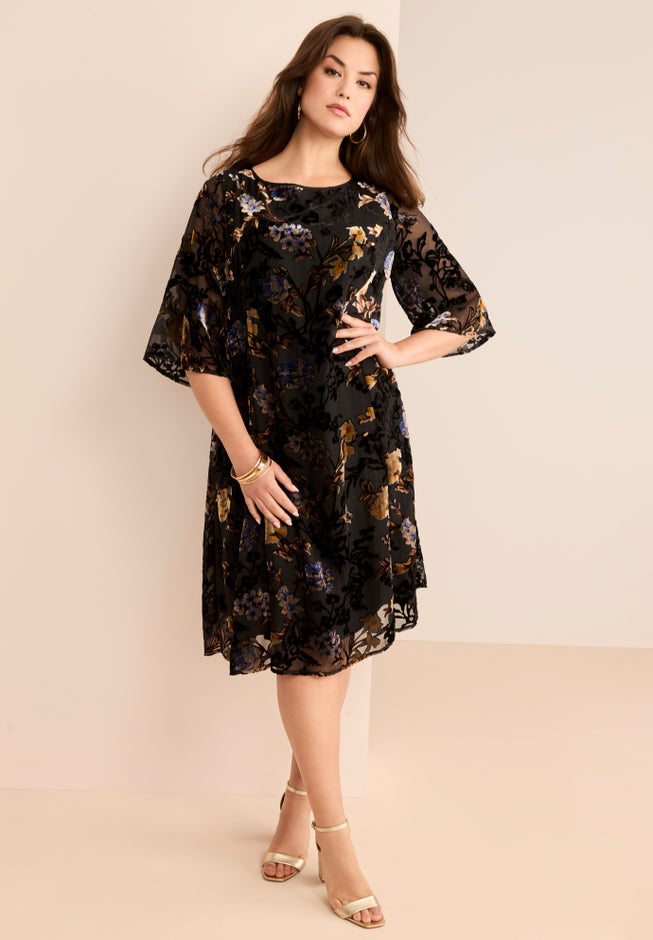 Velvet Burnout Swing Dress image number 0