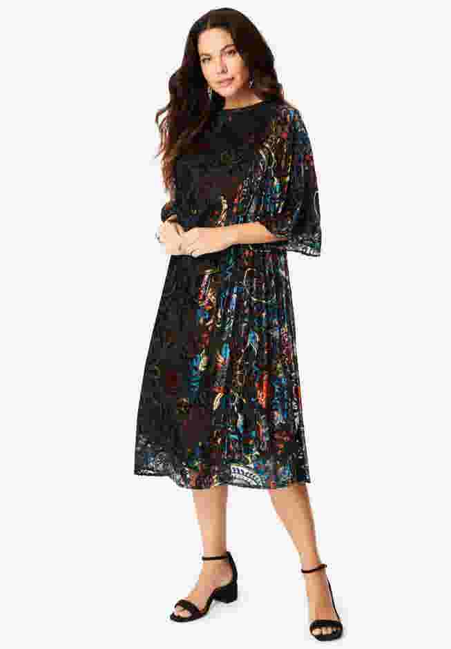Velvet Burnout Swing Dress image number 0