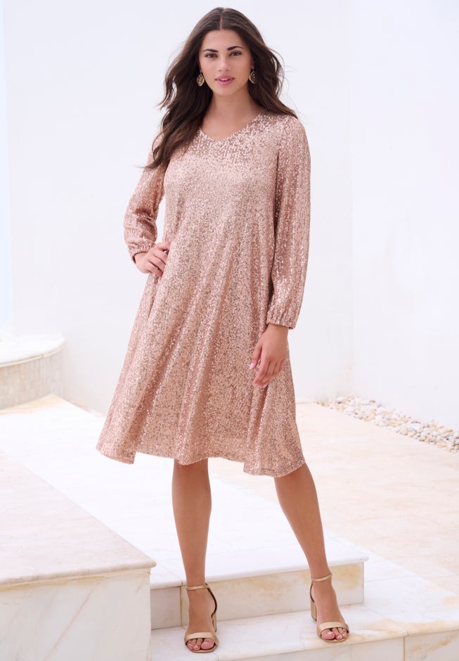 sequin swing dress with sleeves Amazon.com: Ruziyoog Womens Glitter Dress Tie Front V Neck Long Sleeve Swing Club Cocktail Party Dresses Casual Sequin Sparkle Dress Gold : Clothing, Shoes & Jewelry