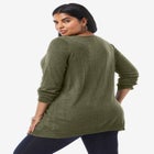 Plus Size Drop Needle V-Neck Lightweight Sweater Knit image number null