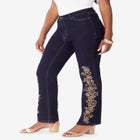 Plus Size Rhinestone-Detailed Bootcut Jean image number null
