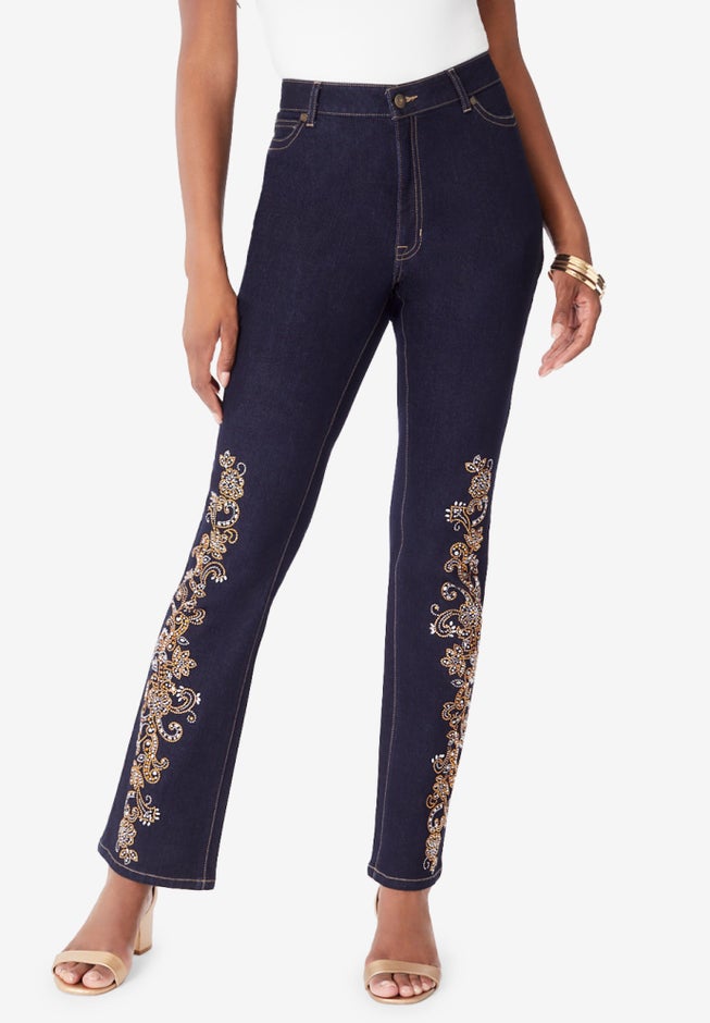 Plus Size Rhinestone-Detailed Bootcut Jean image number 0