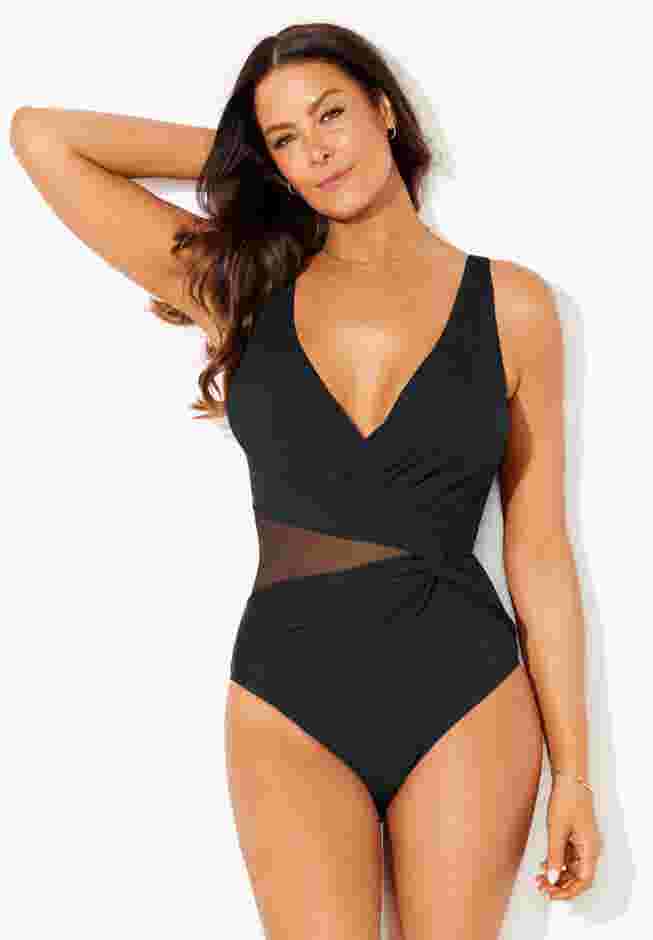 Knotted Mesh One Piece Swimsuit image number 4