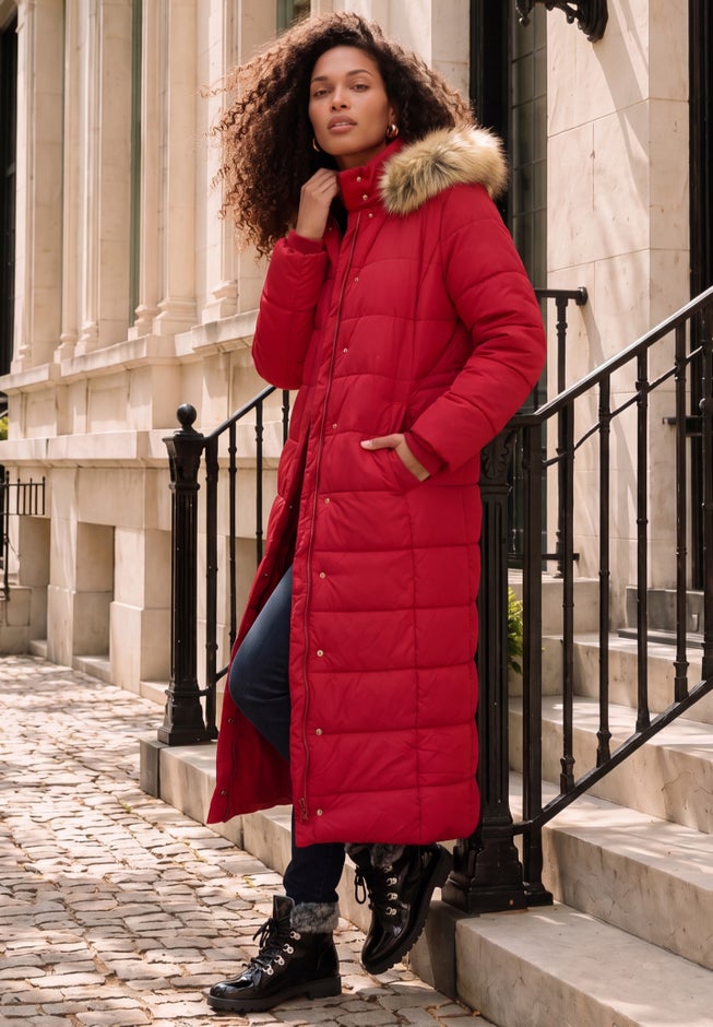 Plus Size Maxi Length Puffer Coat image number 1