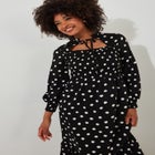 Long Sleeve Smocked Midi Dress image number null