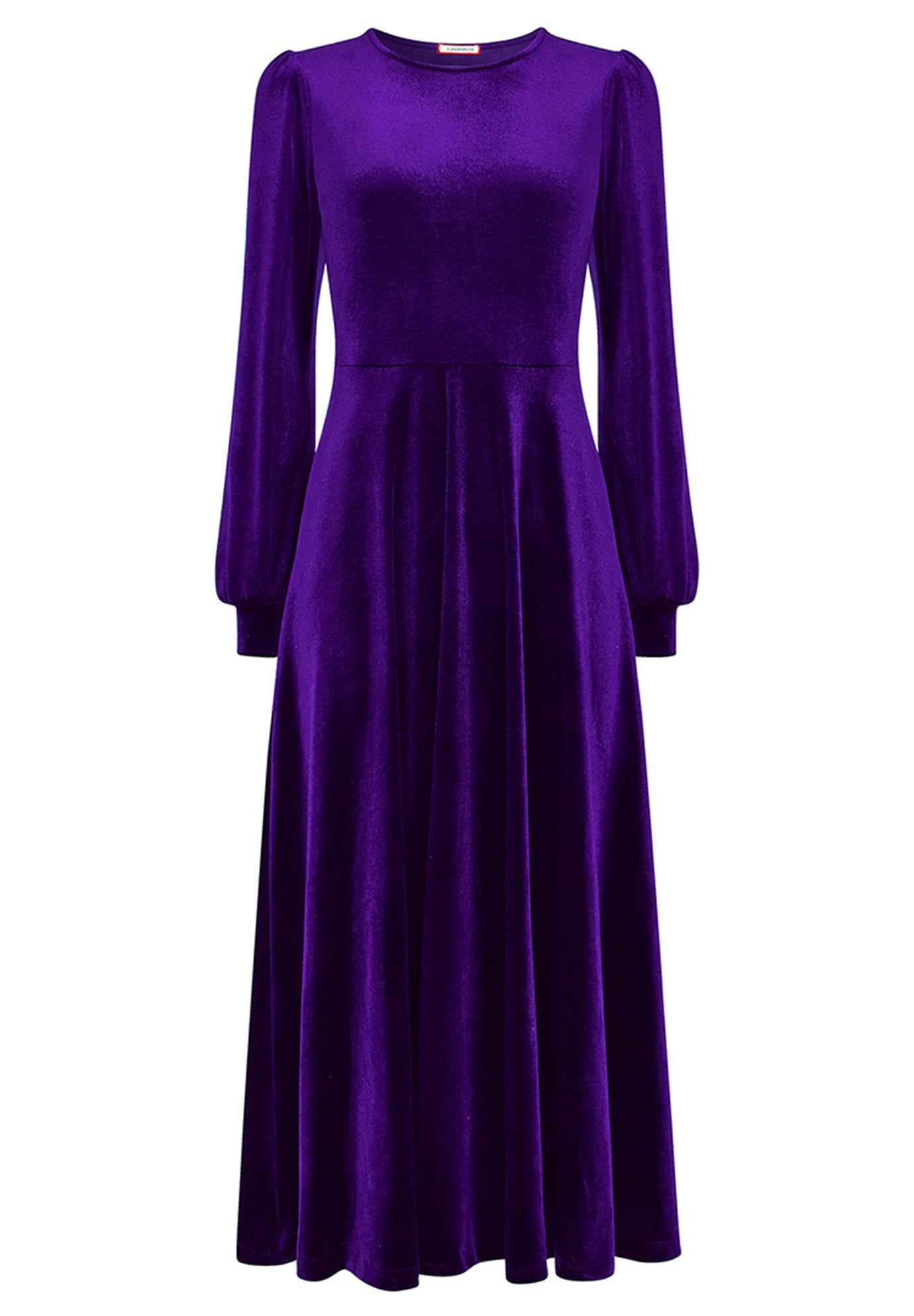 Crew Neck Velvet Midi Dress image number 4