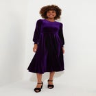 Crew Neck Velvet Midi Dress image number null