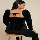 Velvet Peplum Top image number null