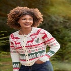 Novelty Reindeer Cardigan Sweater image number null